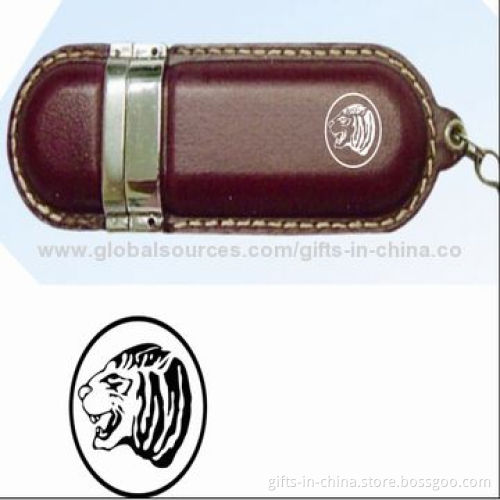 Leather USB Flash Drive, USB2.0 Interface and Memory Capacity